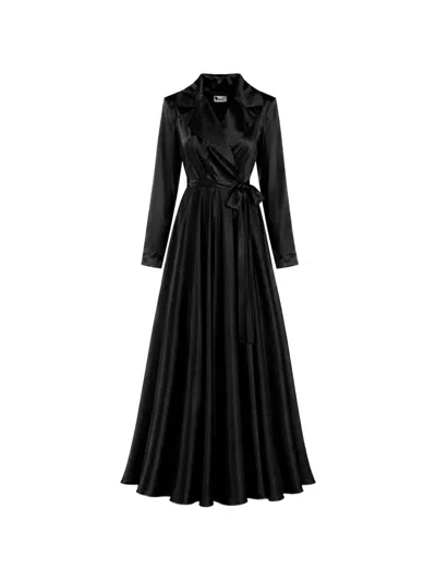 Monarh Wrap-style Flared Maxi Dress In Black