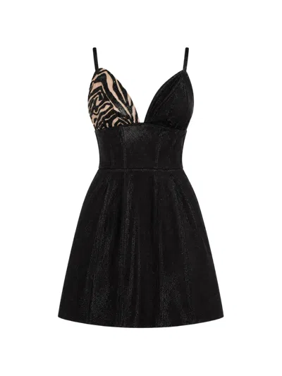 Monarh Zebra-print Panelled Mini Dress In Animal Print