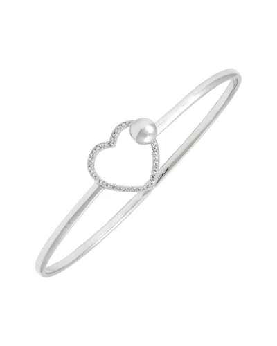 Monary Silver 0.05 Ct. Tw. Diamond Heart Bangle Bracelet In Metallic