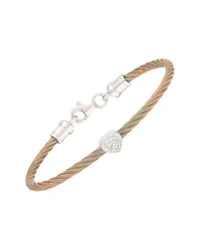 Monary Steel 0.02 Ct. Tw. Diamond Cable Bangle Bracelet In Gold