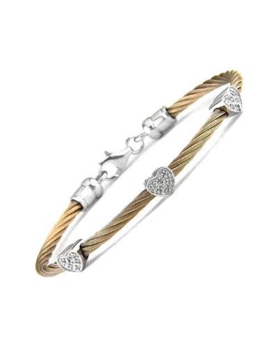Monary Steel 0.05 Ct. Tw. Diamond Heart Bangle Bracelet In Gold