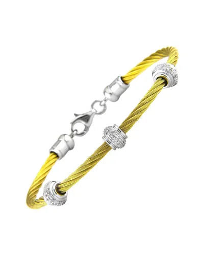 Monary Steel 0.05 Ct. Tw. Diamond Rondel Bangle Bracelet In Gold