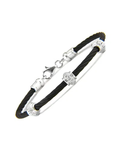 Monary Steel 0.05 Ct. Tw. Diamond Rondel Bangle Bracelet In Black