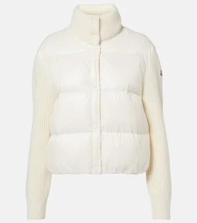 MONCLER DOWN-PANELED VIRGIN WOOL CARDIGAN