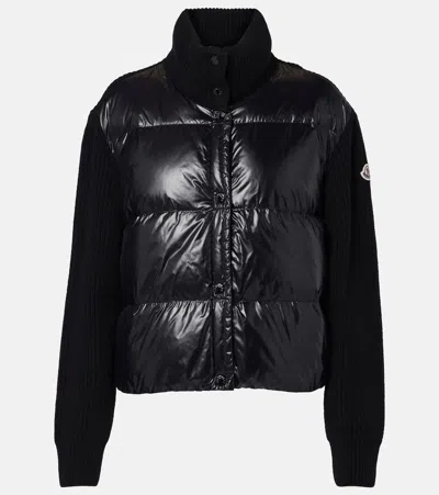 MONCLER DOWN-PANELED VIRGIN WOOL CARDIGAN