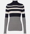 Moncler White & Blue Striped Wool Turtleneck In 0