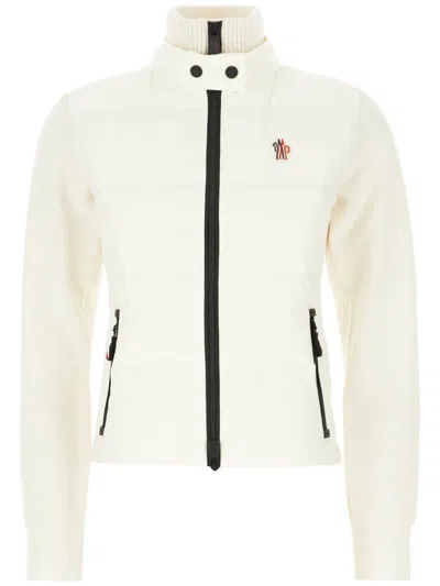 Moncler White Wool Blend Tricot Cardigan