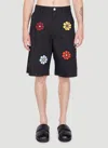 Moncler X Jw Anderson Flower Patch Shorts In Black