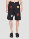 Moncler X Jw Anderson Flower Patch Shorts In Black