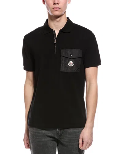 Moncler Cotton Piquet Polo Shirt With Pocket Clothing In Black