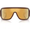 Moncler 142mm Rectangular Shield Sunglasses In Brown