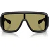 Moncler 142mm Rectangular Shield Sunglasses In Matte Black