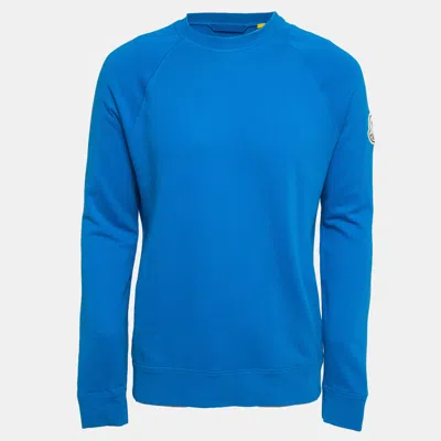 Pre-owned Moncler 1952 Blue Logo Print Cotton Sweatshirt L