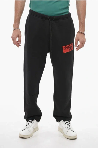 Moncler 1952 Fleece Cotton Joggers With Logo Patch In Black