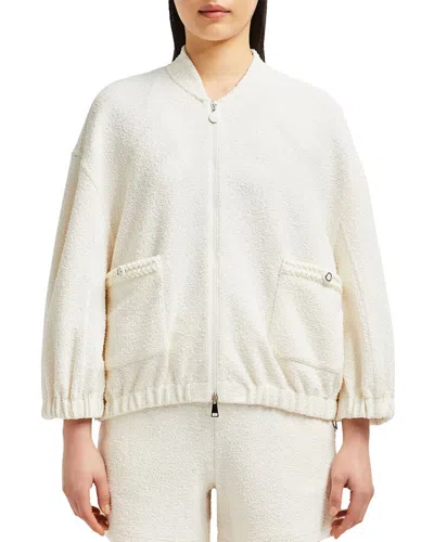 Moncler 2-in-1 Bouclé Zip-up Cardigan In White