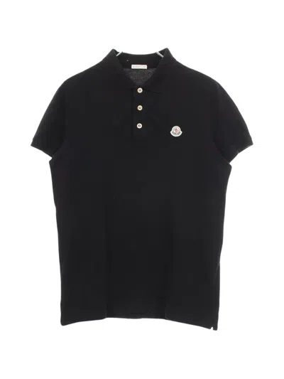 Pre-owned Moncler 2000s Logo-patch Polo Shirt In Black