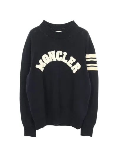 Pre-owned Moncler 2010s Logo Knitted Sweater In Blue