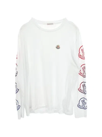 Pre-owned Moncler 2010s Logo-print Long-sleeve T-shirt In White