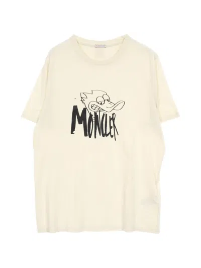 Pre-owned Moncler 2010s Logo-print T-shirt In Neutrals
