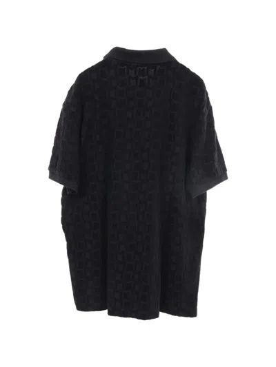 Pre-owned Moncler 2010s Monogram Pile Polo Shirt In Black