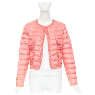 Pre-owned Moncler 2013 Pink Ruched Trim 4 Pocket Cropped Padded Jacket Sz1 S