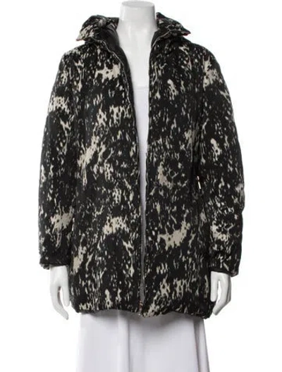 Pre-owned Moncler 2015 Printed Coat In Black