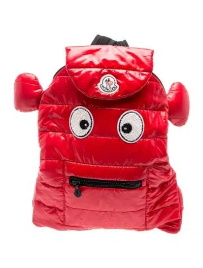 Pre-owned Moncler Babies' 2017 Kid's Zaino Gift Occhi Puffer Backpack In Red