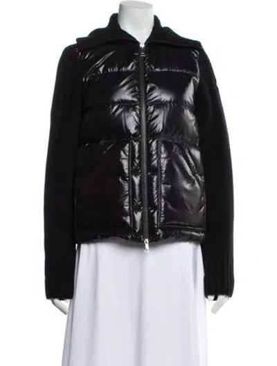 Pre-owned Moncler 2022 Cardigan Tricot Down Jacket In Black