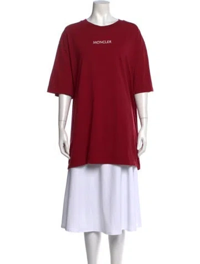 Pre-owned Moncler 2022 Crew Neck T-shirt In Burgundy
