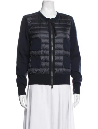 Pre-owned Moncler 2022 Nylon Bomber Jacket In Blue