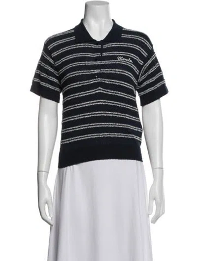 Pre-owned Moncler 2026 Striped Polo In Blue