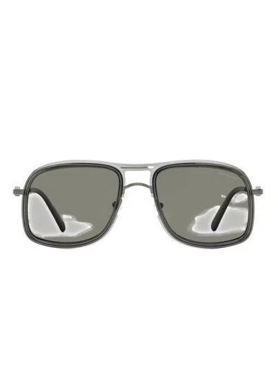 Moncler 223 Back-plate Navigator-frame Sunglasses In Green