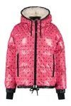 Moncler Echelle Hooded Printed Quilted Shell Down Jacket In Pink