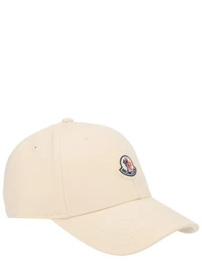 Moncler 3b00008_04863081 Embroidered Logo Cotton Baseball Cap In Ivory