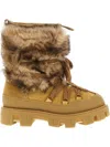 Moncler 45mm Shearling Lace-up Ankle Boots In Brown