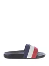 Moncler Basile Logo-embossed Striped Rubber Slides In Nero