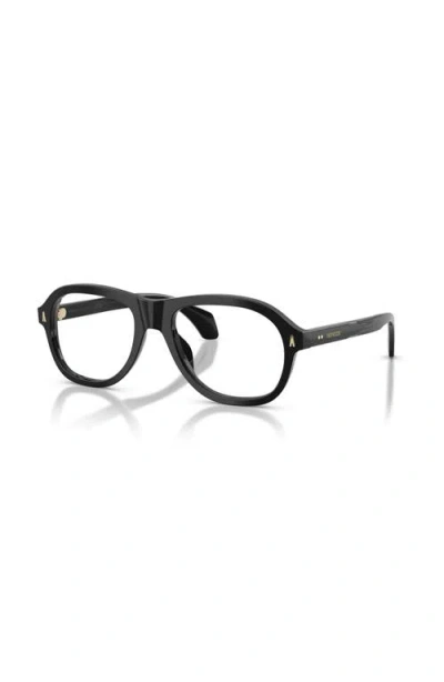 Moncler 53mm Rectangle Optical Glasses In Black