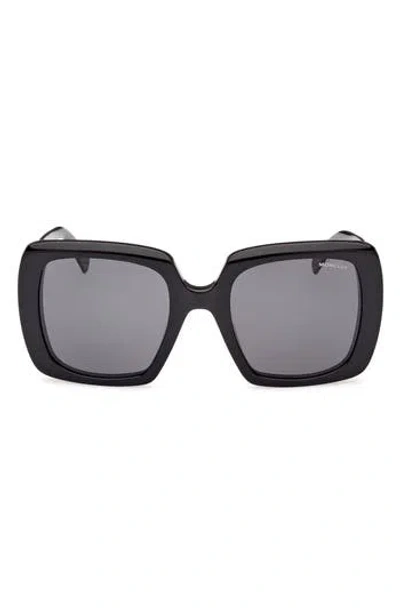 Moncler 53mm Square Sunglasses In Shiny Black/smoke