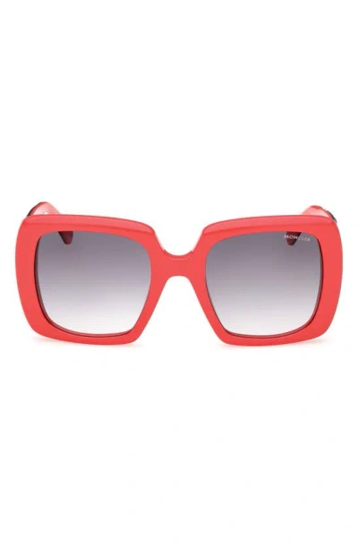 Moncler 53mm Square Sunglasses In Shiny Red / Gradient Smoke