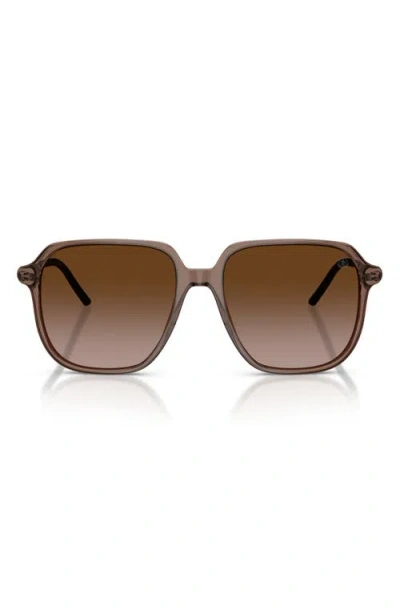 Moncler 54mm Pilot Sunglasses In Shiny Transparent Brown