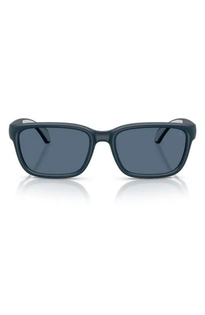 Moncler 55mm Polarized Rectangle Sunglasses In Matte Blue