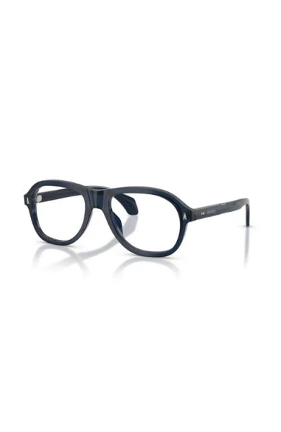 Moncler 55mm Rectangle Optical Glasses In Blue