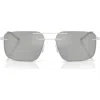 Moncler Men's Me4003 Rectangular Sunglasses In Matte Silver