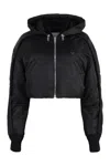 Moncler Oversized Cropped Jacket With Detachable Hood In Black