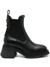 Moncler Gigi Embellished Leather Chelsea Boots In Black