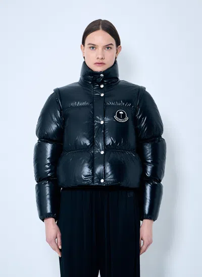 Moncler 8  Palm Angels Women Noella Short Down Jacket In Blue
