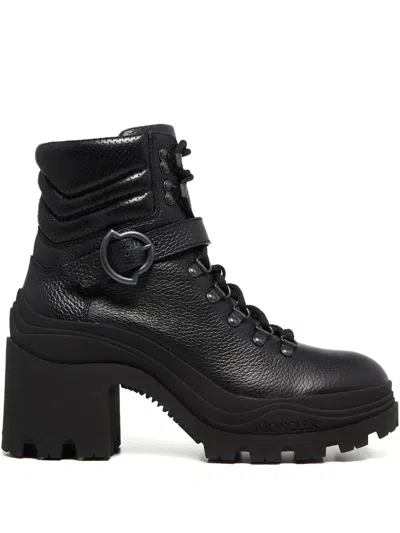 Moncler 80mm Buckle Lace-up Ankle Boots In Black