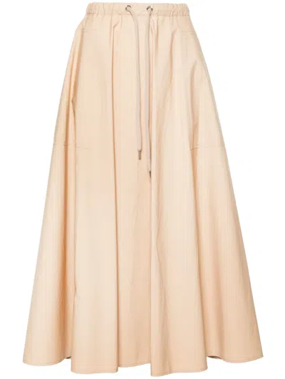 Moncler A-line Midi Cotton Skirt In 中性色