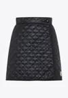 Moncler Quilted Black Skirt With Glossy Finish And Wrap Style In Black