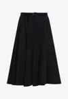 Moncler Flowing Black Maxi Skirt With Belted Waist In Black